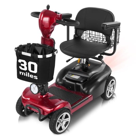 Mbxcooter 4 Wheel Mobility Scooter for Adults/Seniors,15-45 Miles Folding Electric Mobility Scooter,350W Electric Powered Wheelchair Device,Long Range Power Extended Battery,Dual Baskets