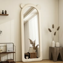 Anyrose 63"x24" Arched Floor Mirror Irregular Full Length Mirror With Flannel Frame, White