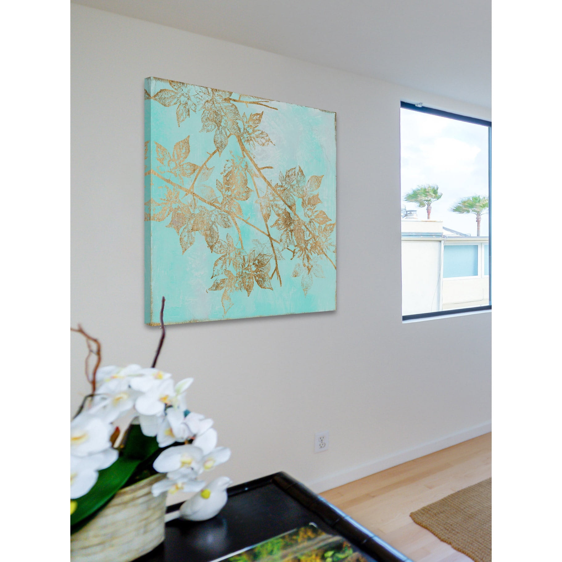 Marmont Hill "Aqua & Gold Maple I" Painting Print on Wrapped Canvas