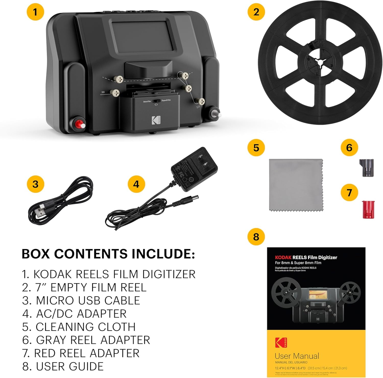 Kodak, Film Scanner & Converter, 8mm & Super 8 with 5‚Äù Screen