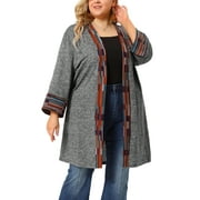 MODA NOVA Juniors Plus Size Fall Kimono Boho Open Front Midi Cardigan 4X Dark Gray