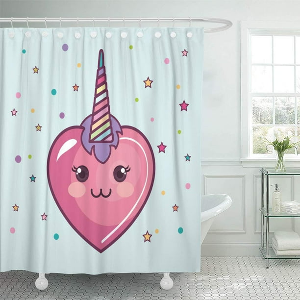 CYNLON Colorful Baby Kawaii Heart Pink Beautiful Cartoon Color Cute Doodle Bathroom Decor Bath