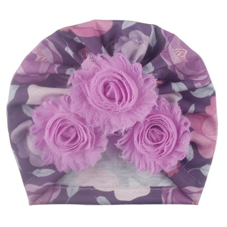 

ZTTD Baby Fashion Three Flowers Printing Hat Cap Fetal Cap Basin Hat Warm A
