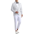 thumbnail image 2 of Blazers a rayas INSPIRE CHIC para hombres, chaquetas deportivas de ajuste slim con un botón, color blanco, 2 of 6