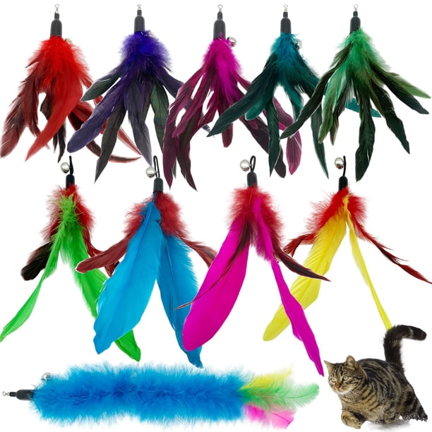 Recambios de juguete con plumas de gato CATENESS para gatos y varitas