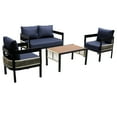 thumbnail image 5 of Harper & Bright Designs 4 Pieces Outdoor Patio Conversation Set, Iron Outdoor Seating Set with Loveseat Sofa, Coffee Table and 2 Chairs for Backyard Garden Balcony, Dark Blue, 5 of 15