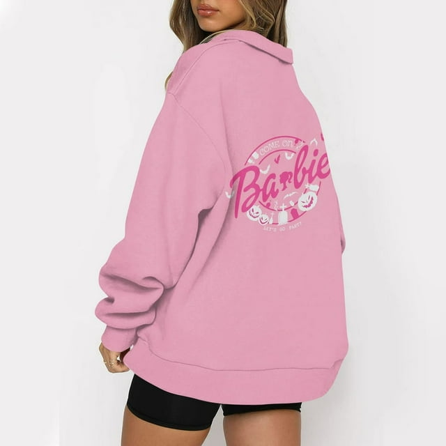 Mode Décontractée à Manches Longues Imprimé Floral Fermeture Éclair Épaule Extérieure Surdimensionnée Sweat-Shirts Noir S