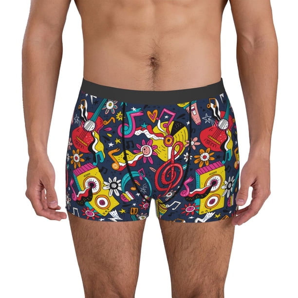 Balery Rock Music Calzoncillos bóxer para hombre, ropa interior de algodón suave y transpirable con cinturilla de nailon-Large