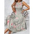 thumbnail image 6 of Sleeveless Smocked Floral Tiered Midi Dress for Women - Casual Summer Dress, 6 of 6