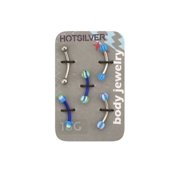16-Gauge Plex Brow Barbells, 5pk, Blue and Green