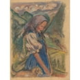 thumbnail image 2 of Arnold Peter Weisz-Kubínčan 19x24 Gold Ornate Framed and Double Matted Museum Art Print Titled - Girl with a Dog in a Landscape (1930-1935), 2 of 4