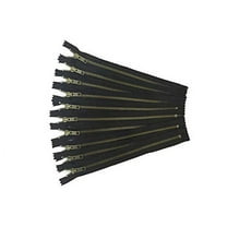 YKK Zippers Black Antique Gold No. 5 Metal Zips 14 inch Set of 12