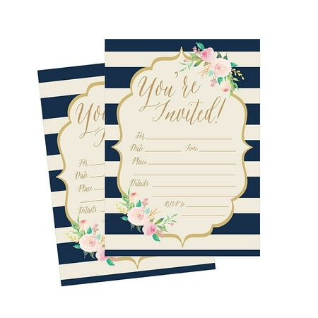 50 shower baby invites Shower Invite, 50 Navy Invitations, Bridal Baby Shower