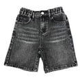 thumbnail image 2 of ZHANGDER Girls Jean Shorts Baggy Wide Leg Washed Denim Shorts Trendy Y2k Vintage Bermuda Jorts, Black 11-12 Years, 2 of 6