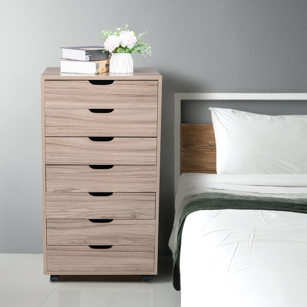 Kepooman File Cabinet, Wood Filing Cabinet with 7 Drawers, Mobile File Cabinet for Letter / Legal Size, Grey Oak Kepooman File Cabinet, Wood Filing Cabinet with 7 Drawers, Mobile File Cabinet for Letter / Legal Size, Grey Oak