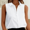 thumbnail image 2 of Riforla Women's Sleeveless Button Down Shirts Blouses Solid Casual Loose V Neck Tank Tops for Work Womens Tops White L, 2 of 8