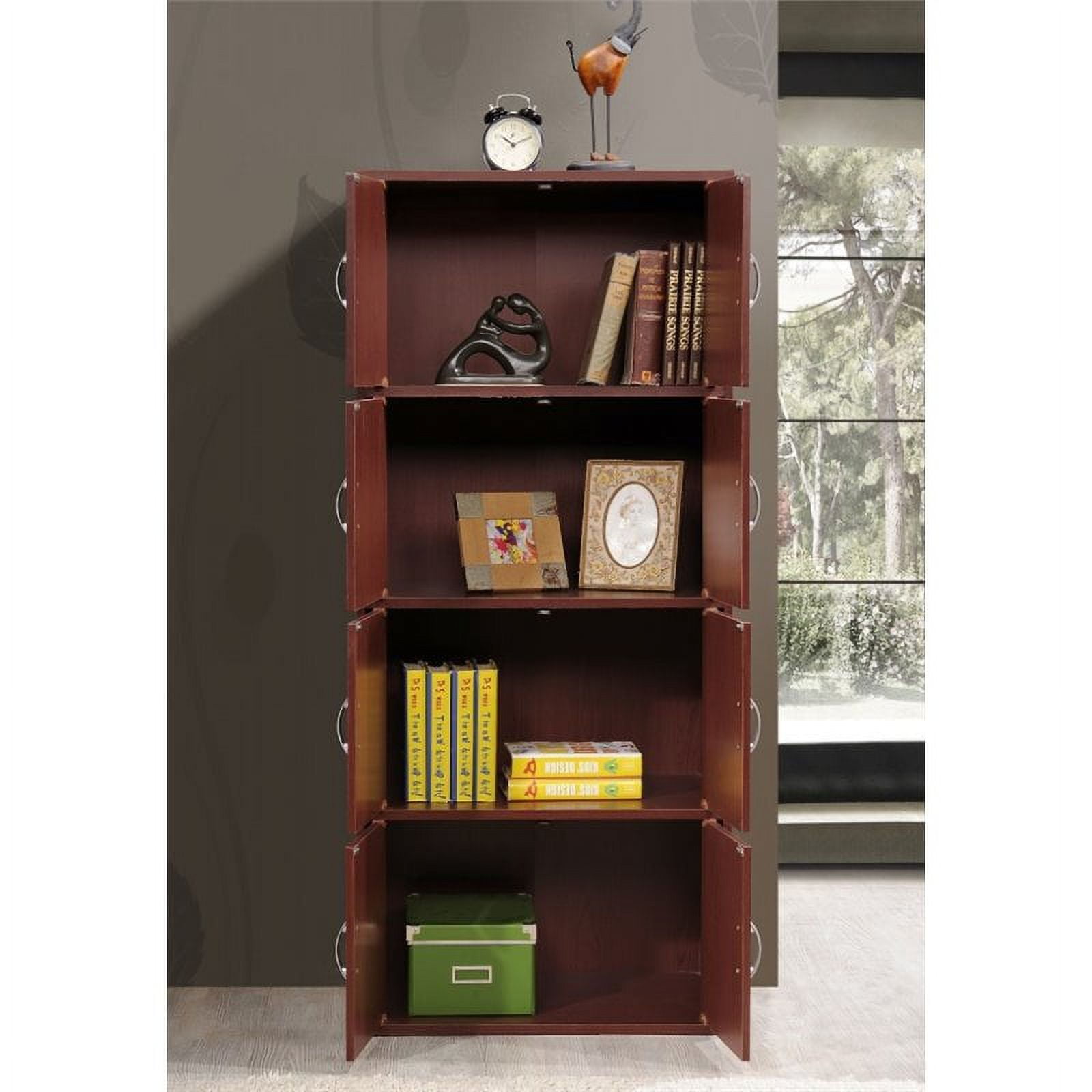 Pemberly Row 4 Shelf 8 Door Bookcase in Black