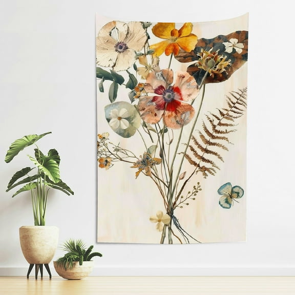 Creowell Floral Leaves Vase Print Tapestry Wall Hanging Home Decor 40*60in