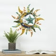 thumbnail image 3 of DecMode Multi Colored Metal Sun and Moon Indoor Outdoor Patterned Home Wall Decor with Yellow and Teal Accents, 25" x 1" x 25", 3 of 17