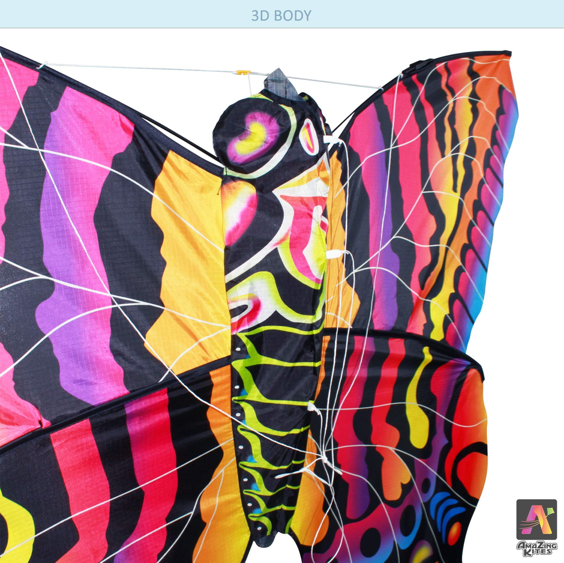 AmaZing Kites 3D Nylon Butterfly Kite with 60" Wingspan (5 ft)