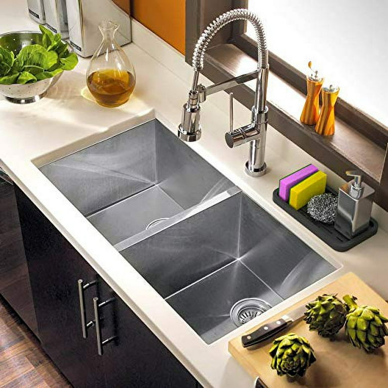 Black Sponge Holder Sink Caddy Countertop Kitchen Sink Organizer