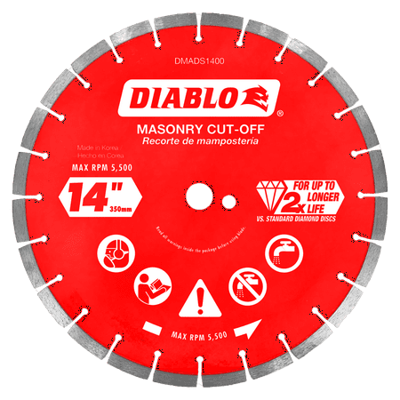 UPC: 0008925155195 | Diablo DMADS1400 14 in. Diamond Segmented Cut-Off Discs for Masonry