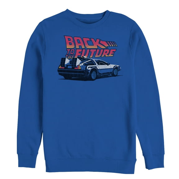 Men's Back to the Future DeLorean Cartoon Sweatshirt Royal Blue Small