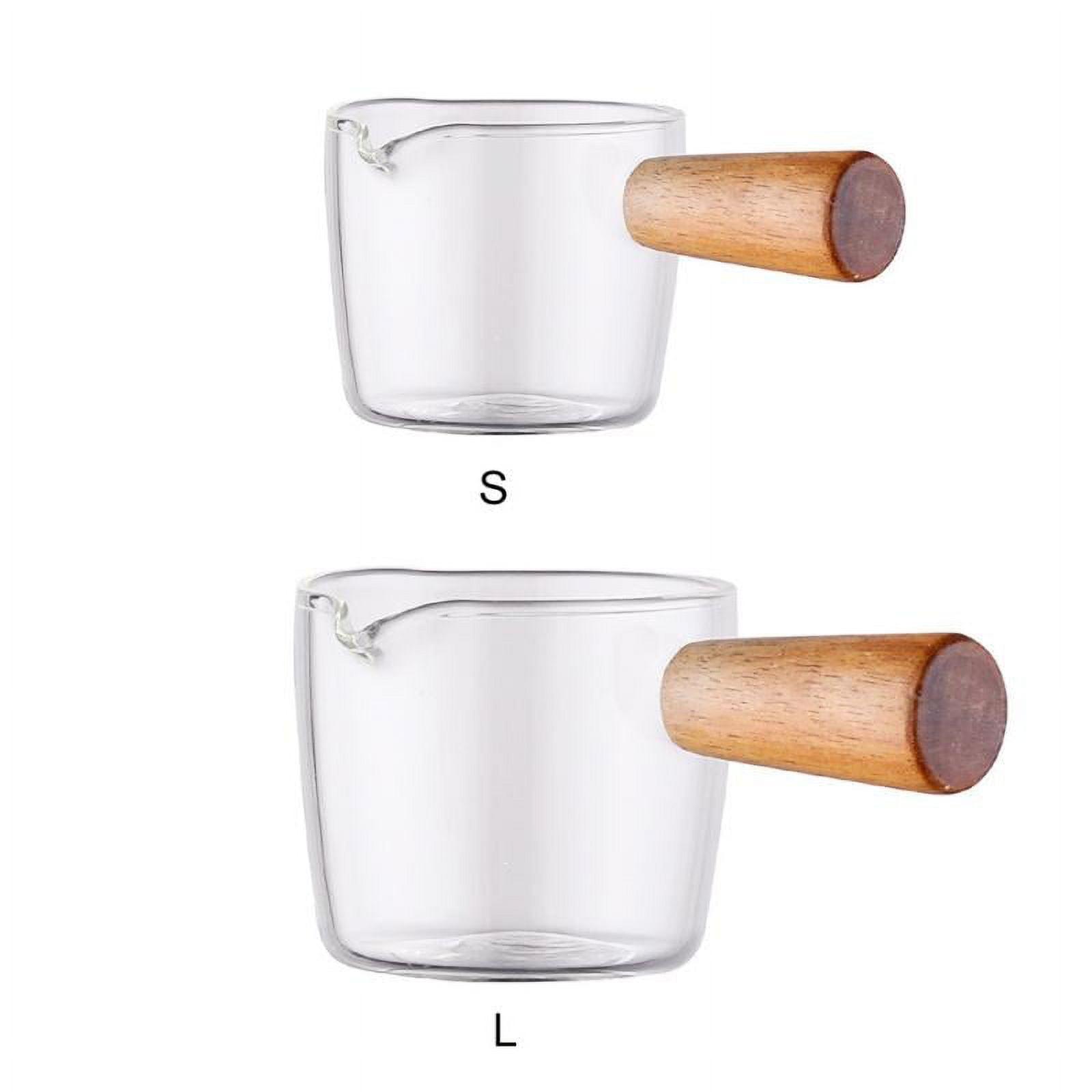 Glass Milk Cup Jug with Wood Handle, 50ml/100ml Milk and Cream