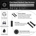 thumbnail image 3 of Uxcell #4-40 x 5/8 Inch Flat Countersunk Head Socket Cap Bolts Machine Screws Full Thread UNC Black Oxide, 20 Pcs, 3 of 7