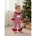 thumbnail image 4 of Miaouyo Infant Baby Girl Christmas Fall Romper 0 3 6 12 18 Months Striped Santa Embroidered Ruffle Trim Long Sleeve Bodysuit, 4 of 9