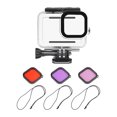 thumbnail image 3 of Estuche a prueba de agua Estuche impermeable para cámara de acción + Juego de filtros rojo, rosa y morado Reemplazo para GoPro Hero 9 GoPro Hero 10 Buceo Surf Esnórquel Romacci Estuche a prueba de agua, 3 of 7