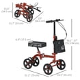 thumbnail image 2 of Trottinette Pliable pour Genoux Marchette Directionnelle Freins Doubles Hauteur Réglable Béquille Alternative Aide à la Mobilité Rouge, 2 of 6