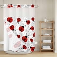 thumbnail image 6 of No Hook Shower Curtain with Snap in Liner, Red Ladybug Seamless Waterproof Fabric Bathroom Curtain Mesh Top Window, Funny Cartoon Animal Shower Curtains 72x84in, 6 of 9