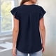 thumbnail image 4 of Camiseta de Corta con Cuello en V y Estampado de Hojas de para Mujer, Color Azul Marino, Talla XL, 4 of 8