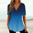 thumbnail image 5 of Scyoekwg Womens Tops Short Sleeve Ladies Tops Gradient Color Graphic Tee V-Neck Zipper Tunic Shirts Casual Comfy Summer Loose Blouses (Light Blue,XL), 5 of 5