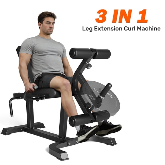 3 In 1 Leg Extension and Curl Machine, 440LB Adjustable Leg Curl Machine for Home Gym, Seated Leg Extension and Lying Curl Machine for Lower Body Workouts