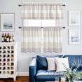 thumbnail image 2 of Gray Beige Stripe Kitchen Curtains Sets for Windows 36 Inch Length, Modern Art Horizontal Striped Rod Pocket Window Treatments Tier Curtains and Valances Set for Bedroom/Bathroom, 2 of 8