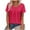 Hot Pink, variant on Womens Pleated Short Sleeve Top, Navy Blue Scoop Neck Blouse Wrinkle-Free Machine Washable Casual Shirt for Women,Size L