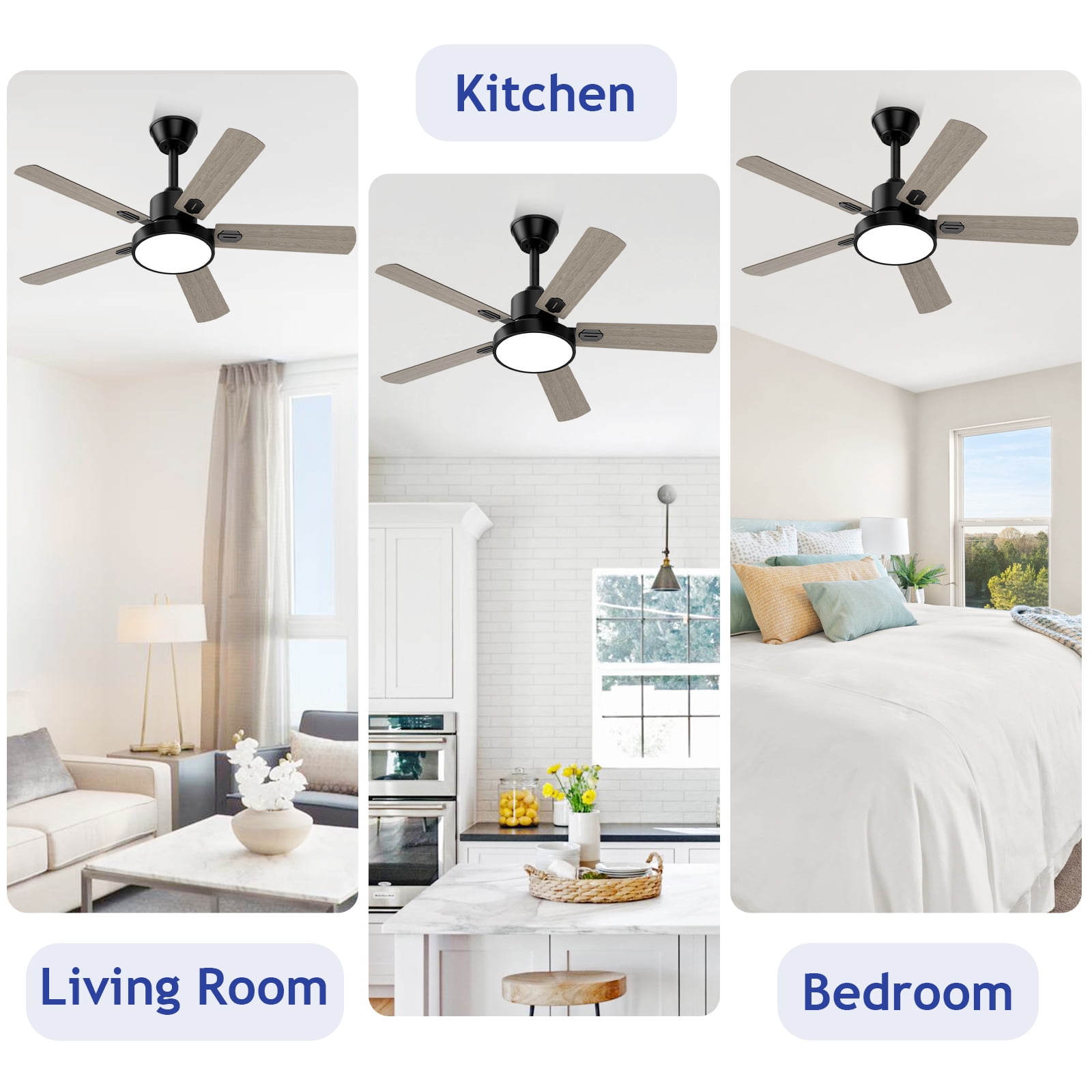 うろんいちゃま XAUJIX 52'' Ceiling Fan with Light, 6-Speed Reversible DC