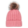 thumbnail image 6 of Womens Winter Beanie Warm Cable Knit Hat Style Stretch Trendy Ribbed Chunky Cap,Color:Pink,Size:One Size, 6 of 9