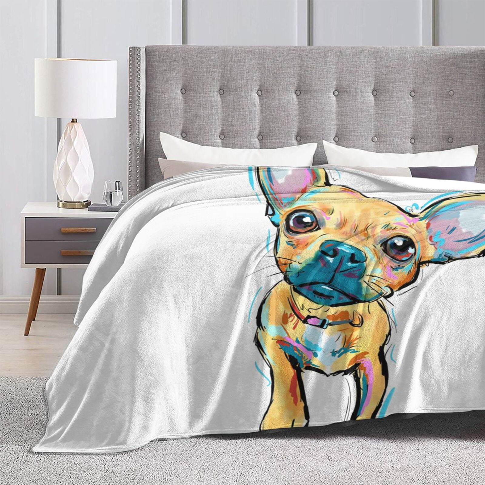 Wijzvio Chihuahua Dogs Throw Blanket Soft Fuzzy Fleece Blanket For Couch Bed Living Room Decoration 50"X40"