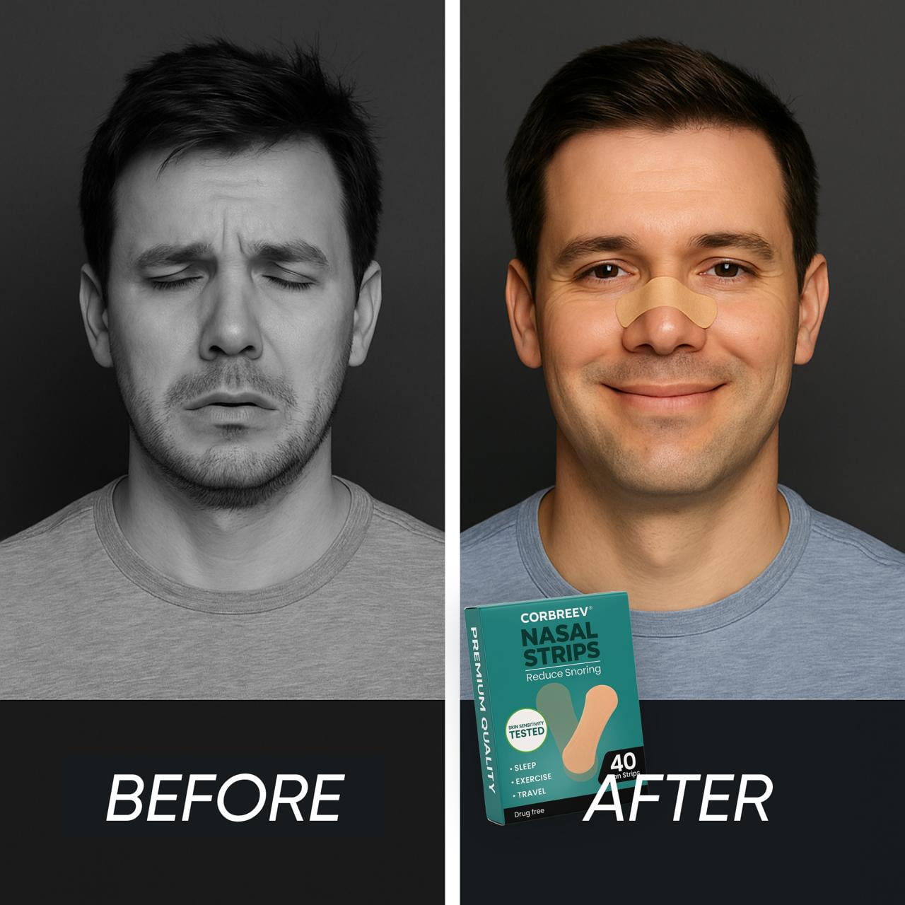 CorBreev Extra Strength Tan Nasal Strips, 40 Count