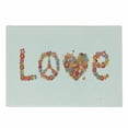 thumbnail image 1 of 1970s Cutting Board, Hippie Print with Colorful Spring Flowers Peace Sign Retro Social Movement Theme, Decorative Tempered Glass Cutting and Serving Board, in 3 Sizes, by Ambesonne, 1 of 2