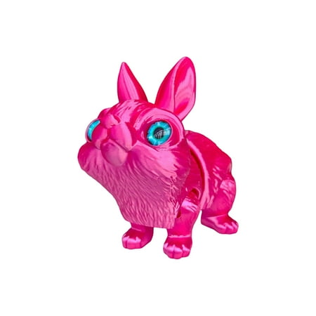 3D Printed Easter Bunny Ornament with Movable Joints Animal Stress Relieving Toy Fidget Toy Desktop Decoration and Gift – Red