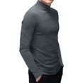 thumbnail image 2 of ORUYROP Mode Hommes Manches Courtes Col Roulé Simulé Hauts Basiques Chandail Décontracté T-Shirt Ajusté sous-Vêtement Uni, 2 of 3