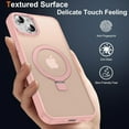 thumbnail image 5 of Magnetic for iPhone 14 Case with Ring Stand, [10 FT Drop Protection] [Velvety Touch] Slim Translucent Matte Back Shockproof Phone Case for iPhone 14 6.1'', Pink, 5 of 14