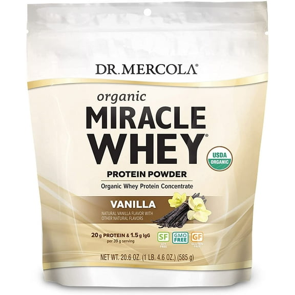 Dr. Mercola, Organic Miracle Whey Vanilla Protein Powder, 13.5 oz (382.5 g), non GMO, Soy Free, Gluten Free, non GMO, Soy-Free, Gluten Free, USDA Organic