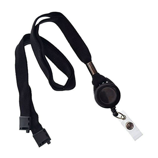 Bulk 25 Pack - comfort Black Breakaway Lanyard Badge Reel combo by