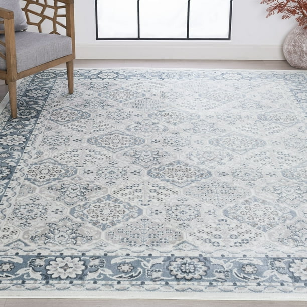 Traditional 8x10 Area Rug (7'10'' x 10'2'') Oriental Blue Living Room