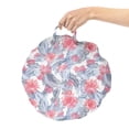 thumbnail image 2 of Floral Round Floor Cushion with Handle, Intertwined Flower Lily Lotus Delicate Design, Decorative Pillow for Living Room & Dorms, 18" Round, Ceil Blue Dark Coral, by Ambesonne, 2 of 4